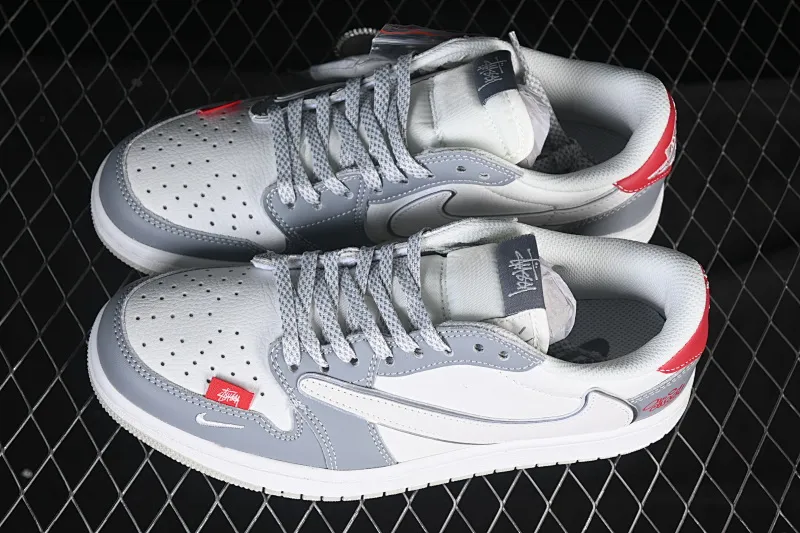 All categories Air Jordan Jordan series basketball shoes Air Jordan 1 Low high-end customized low-top sneakers Travis Scott x Fragment Design x Air Jordan 1 Low OG SP AJ1 Joe 1 Stussi co-branded white gray red tail low-top cultural casual sneakers DZ5899-006